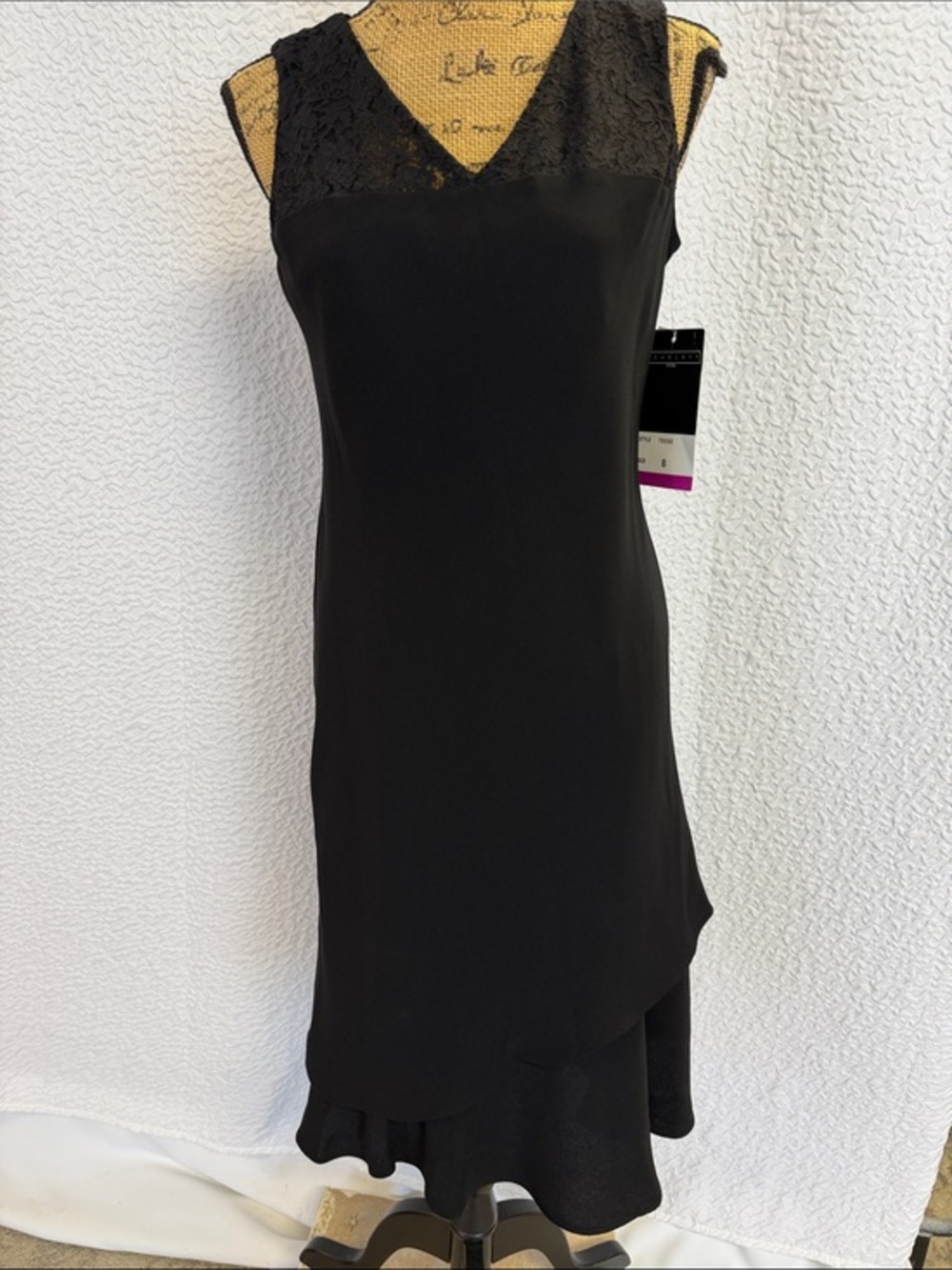 Scarlett Black Lace V-Neck Midi Slip Dress Size 8